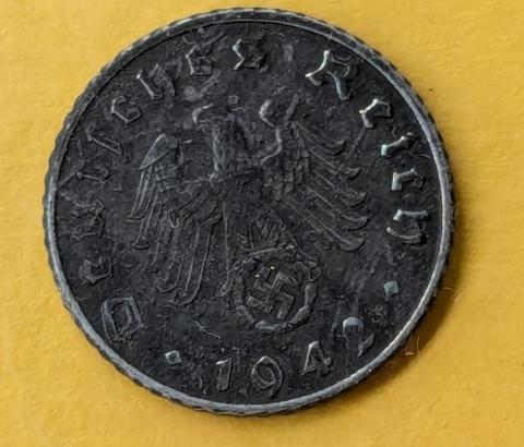 original WW2 German Nazi Third Reich mark coins with SWASTIKA MINT