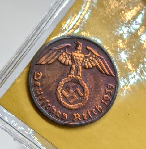original WW2 German Nazi Third Reich mark coins with SWASTIKA MINT