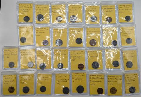 original WW2 German Nazi Third Reich mark coins with SWASTIKA MINT