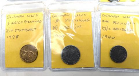 original WW2 German Nazi Third Reich mark coins with SWASTIKA MINT