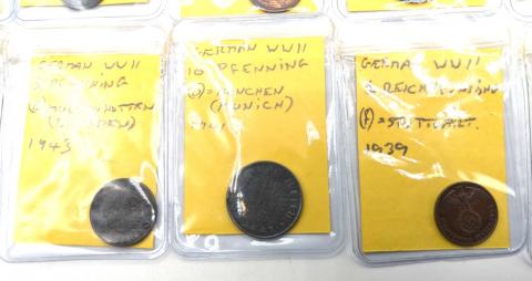 original WW2 German Nazi Third Reich mark coins with SWASTIKA MINT