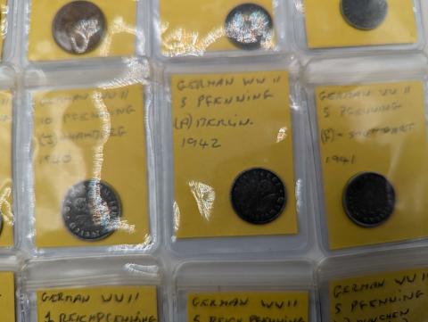original WW2 German Nazi Third Reich mark coins with SWASTIKA MINT