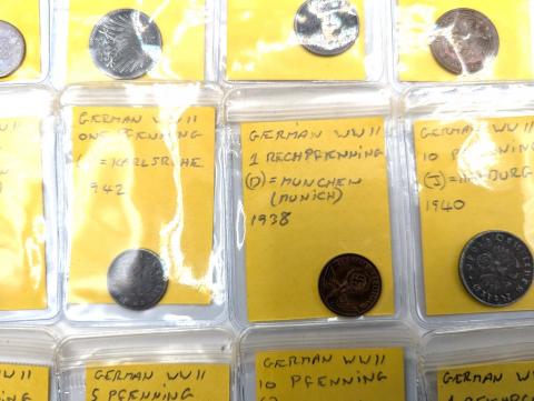 original WW2 German Nazi Third Reich mark coins with SWASTIKA MINT