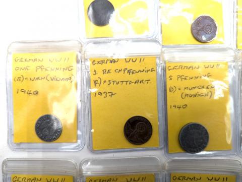original WW2 German Nazi Third Reich mark coins with SWASTIKA MINT