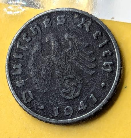 original WW2 German Nazi Third Reich coins with SWASTIKA MINT