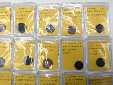 original WW2 German Nazi Third Reich mark coins with SWASTIKA MINT