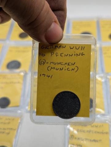 original WW2 German Nazi Third Reich mark coins with SWASTIKA MINT