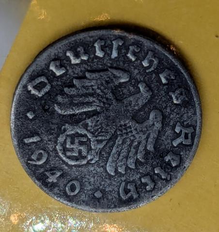 original WW2 German Nazi Third Reich coins with SWASTIKA MINT