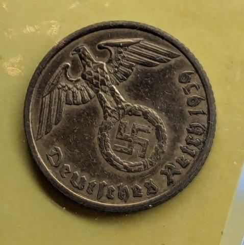 original WW2 German Nazi Third Reich mark coins with SWASTIKA MINT