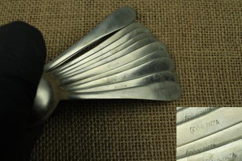NICE Waffen SS totenkopf skull set of 12 silverware spoons marked in case