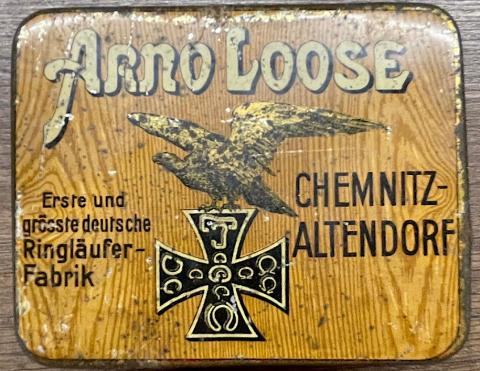 Old German box Arno Loos iron cross eagle case ringlaufer-fabrik