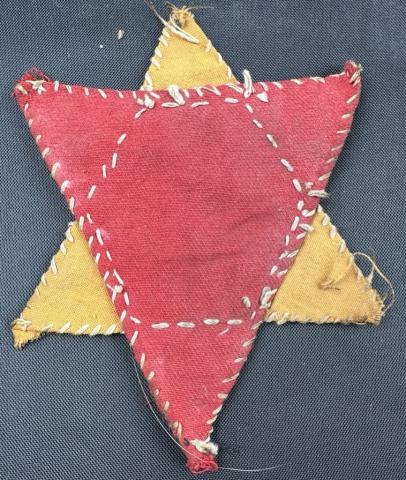 Politisher JUDE concentration camp Jew Jewish Star of David patches red and yellow triangle uniform ID