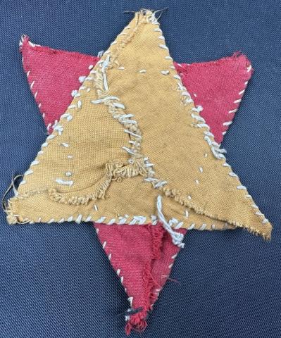 Politisher JUDE concentration camp Star of David patches red and yellow triangle uniform ID
