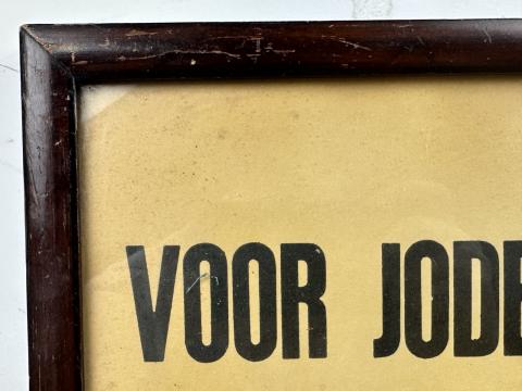 ORIGINAL VOOR JODEN VERBODEN DUTCH ANTISEMITIC SIGN in frame