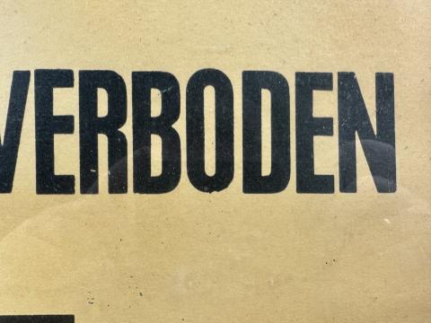 ORIGINAL VOOR JODEN VERBODEN DUTCH ANTISEMITIC SIGN in frame