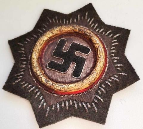 RARE WW2 german Nazi HEER WEHRMACHT cloth GERMAN CROSS in gold tunic removed