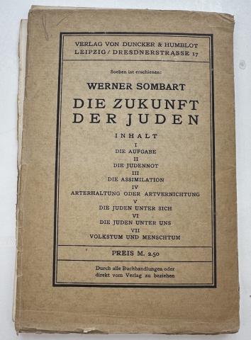 ANTI SEMITIC Jew Jewis in Germany JUDENTAUFEN book Werner Sombart 1912