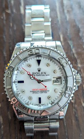 ROLEX WATCH Perpetual date YACHT-MASTER superlative chronometer diamond silver swiss working