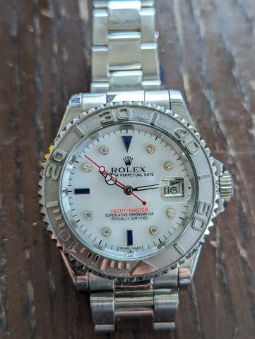 ROLEX WATCH Perpetual date YACHT-MASTER superlative chronometer diamond silver swiss working