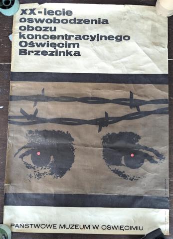 SCARCE Holocaust CONCENTRATION CAMP AUSCHWITZ museum old large POSTER Poland