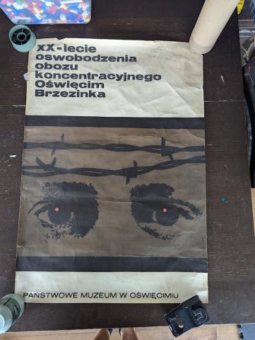 SCARCE Holocaust CONCENTRATION CAMP AUSCHWITZ museum old large POSTER Poland