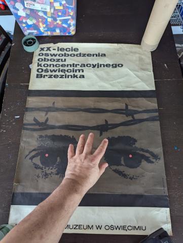 SCARCE Holocaust CONCENTRATION CAMP AUSCHWITZ museum old large POSTER Poland