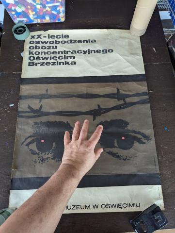 SCARCE Holocaust CONCENTRATION CAMP AUSCHWITZ museum old large POSTER Poland