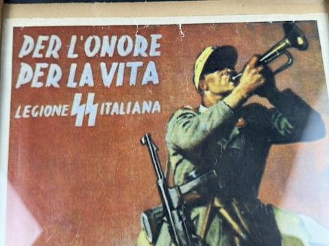 SCARCE Waffen SS Legion italian italy volonteers recruitment poster in frame SCARCE Waffen SS Legion italian italy volonteers recruitment poster in frame
