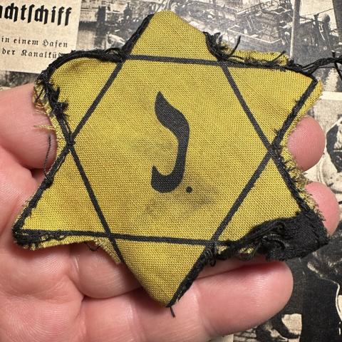 original worn STAR OF DAVID J. Belgium variation JEW JEWISH JUIF JUDE holocaust ghetto getto