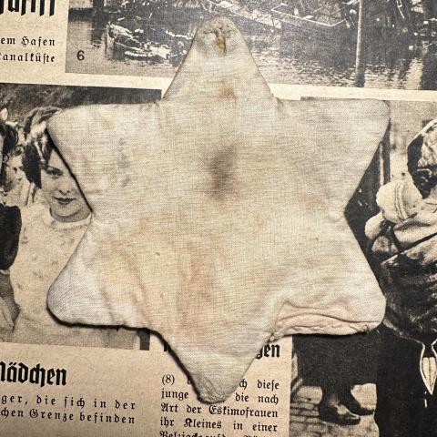 original worn STAR OF DAVID JOOD Holland variation JEW JEWISH JUIF JUDE holocaust ghetto getto