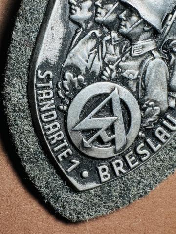 Schlesier Gepackmarsch 1937 SA Standarte Breslau shield badge award