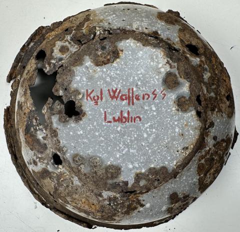 TEXTBOOK Concentration Camp LUBLIN Poland waffen SS stamped bowl
