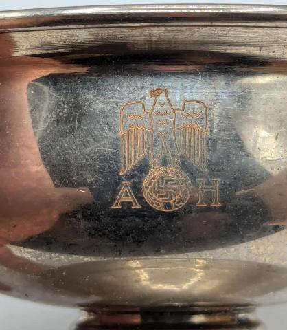 Third reich Adolf hitler AH monogram silverware cup from the BERGHOF eagle nest Fuhrer house