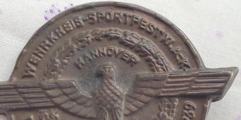 LISTED Third Reich DAF RAD workers HANNOVER SPORTFEST WEHRMACHT 1939 badge RARE