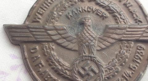 LISTED Third Reich DAF RAD workers HANNOVER SPORTFEST WEHRMACHT 1939 badge RARE
