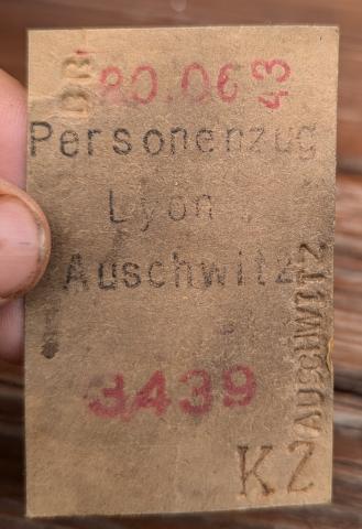 train ticket from LYON to AUSCHWITZ KL KZ concentration camp stamped 1943