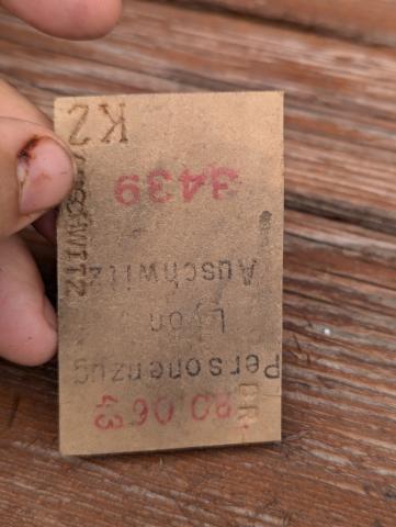 train ticket from LYON to AUSCHWITZ KL KZ concentration camp stamped 1943