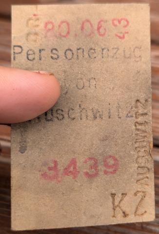 train ticket from LYON to AUSCHWITZ KL KZ concentration camp stamped 1943