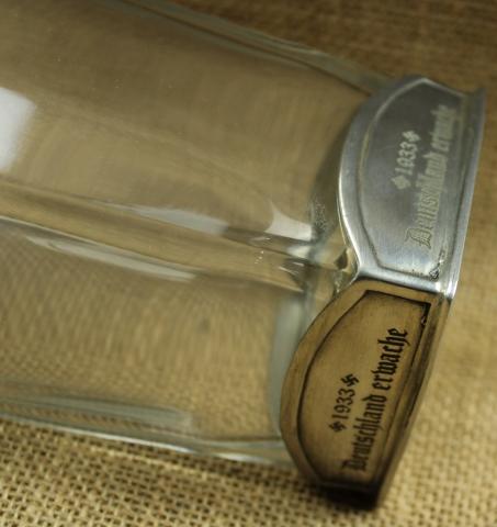 Third Reich early adolf hitler NSDAP 1933 members carafe bottle original silverware pin