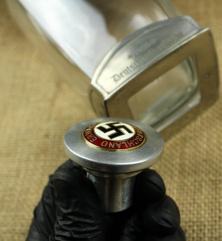 Third Reich early adolf hitler NSDAP 1933 members carafe bottle original silverware pin
