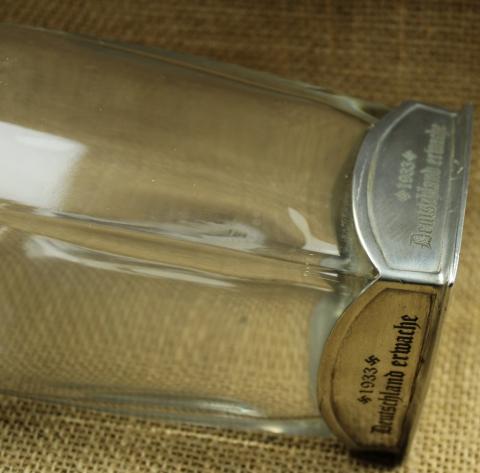 Third Reich early adolf hitler NSDAP 1933 members carafe bottle original silverware pin