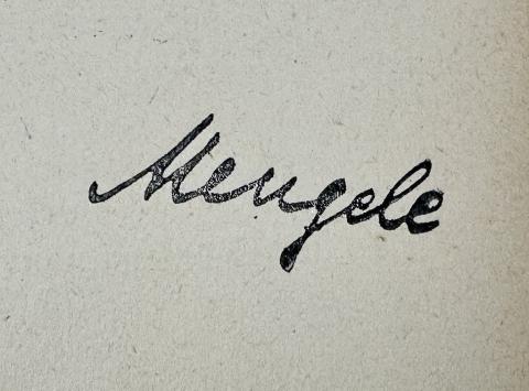 Auschwitz WAFFEN SS Officer Doctor camp JOSEF MENGELE hand written original signature autograph medecine book
