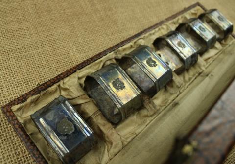 original for sale WAFFEN SS TOTENKOPF set SS runes SS skull case silverware