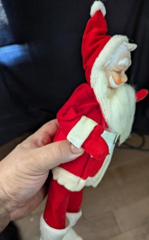 Vintage MCM Medium Rubber Face Santa Claus Doll 10 1/2" Made in Japan