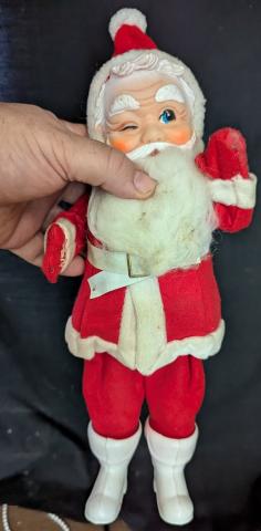 Vintage MCM Medium Rubber Face Santa Claus Doll 12" christmas Japan