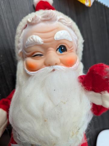 Vintage MCM Medium Rubber Face Santa Claus Doll 10 1/2" Made in Japan