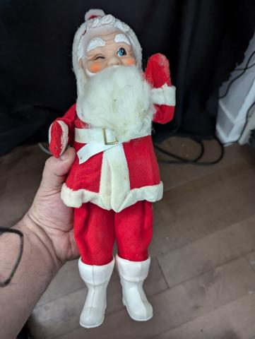 Vintage MCM Medium Rubber Face Santa Claus Doll 10 1/2" Made in Japan