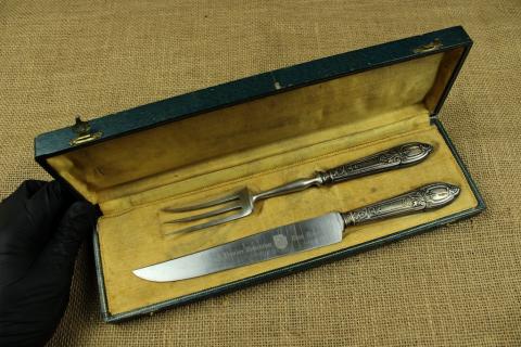 Waffen SS Das Reich Panzer Grenadier Division meat set silverware in case skull totenkopf