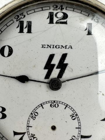 WAFFEN SS HOHENSTAUFEN totenkopf pocket watch Enigma with Swastika