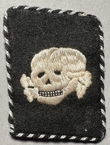 Waffen SS Totenkopf skull concentration camp GUARD vertical collar tab officer RZM tag